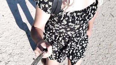 Beautiful ladyboy in mini dress and sandals walks in very hot - 10 image