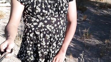 Beautiful ladyboy in mini dress and sandals walks in very hot - 15 image