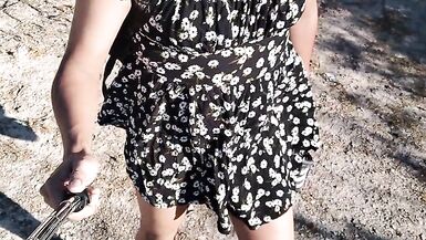 Beautiful ladyboy in mini dress and sandals walks in very hot - 2 image