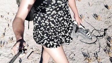 Beautiful ladyboy in mini dress and sandals walks in very hot - 5 image