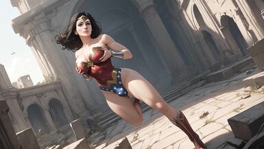 Futanari Wonder Woman Masturbating Selfsuck Cumshots - 7 image