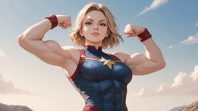 Futanari Captain Marvel Masturbation Selfsuck Cumshots - 2 image