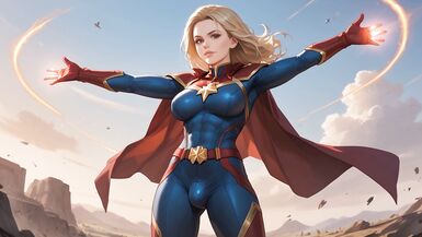 Futanari Captain Marvel Masturbation Selfsuck Cumshots - 6 image