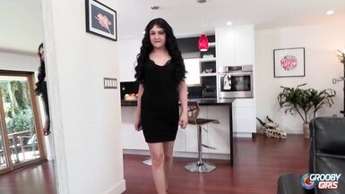 GROOBYGIRLS - Brunette Tgirl with big butt and small tits - 2 image