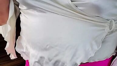 Satin Dressed Hands Free Cum - 1 image