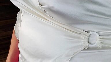 Satin Dressed Hands Free Cum - 3 image