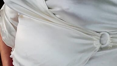 Satin Dressed Hands Free Cum - 4 image