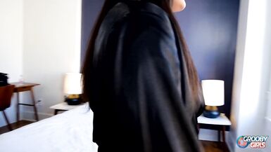 GROOBYGIRLS - Brunette Tgirl masturbates with sexy lingerie - 3 image