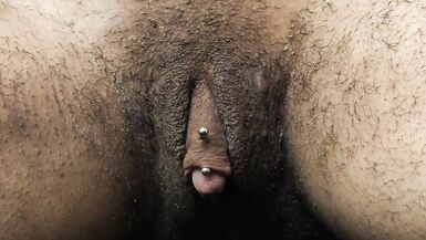 Fucking my new ftm stroker with my big pierced clit