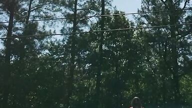 Outside in pantyhose leotard miniskirt neighborhood walk. - 13 image