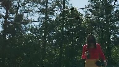 Outside in pantyhose leotard miniskirt neighborhood walk. - 14 image