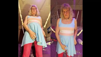 Tslillysophie Shows Her Big Tits and Hard Girlsdick in Sling - 1 image