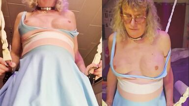 Tslillysophie Shows Her Big Tits and Hard Girlsdick in Sling - 15 image