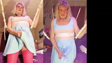 Tslillysophie Shows Her Big Tits and Hard Girlsdick in Sling - 7 image