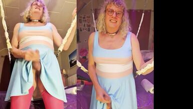 Tslillysophie Shows Her Big Tits and Hard Girlsdick in Sling - 8 image