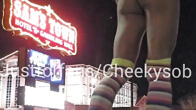 Femboy in thong and toesocks teases in public - 5 image