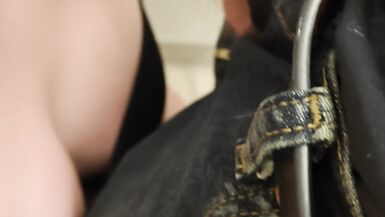 MtF Asian redhead shemale cum dump with a fan from Grindr deepthroat and raw bareback anal creampie in public - 8 image