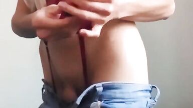 Blonde sissy in lingerie fucks herself with a vibrator - 10 image