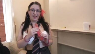 sissy crossdresser getting the dildo up the asshole - 2 image