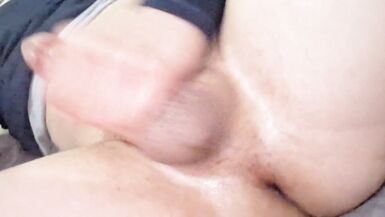 Fingering My Ass Until I Cum on My Belly - Cute Inexperienced Femboy Solo Horny - 15 image