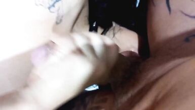 I put my cum on his little trans cock - 4 image