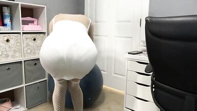 Hot Trans CD Huge Cock in Yoga Ball Sexy Lingerie - 2 image