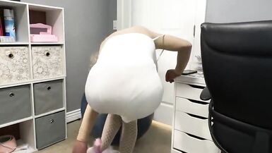 Hot Trans CD Huge Cock in Yoga Ball Sexy Lingerie - 6 image