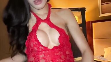 Pinky Thai Ladyboy 7 uncut thick cock jerking and anal play  - 4 image