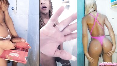 Huge cock draining in the shower, join me to receive my abundant cum - 1 image