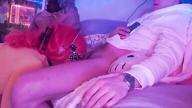 2 cd sluts throat race for his cum, he cums twice - 1 image