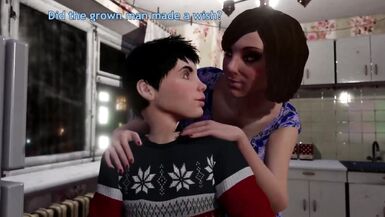 Hot futa woman gave a guy a white dress for his birthday - animation futanari on male - 1 image