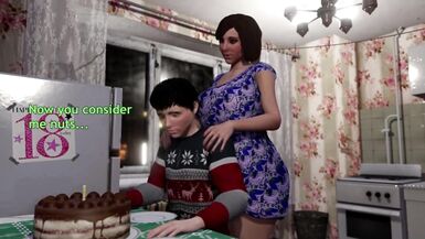 Hot futa woman gave a guy a white dress for his birthday - animation futanari on male - 2 image