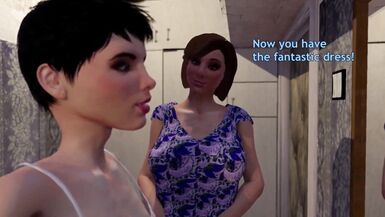 Hot futa woman gave a guy a white dress for his birthday - animation futanari on male - 3 image