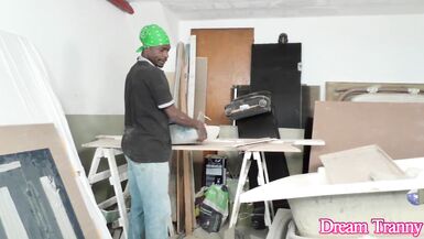 Horny Tgirl Mariana Lins Takes BBC in Standing Doggy - 1 image