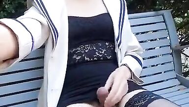 CD nylon heels and public masturbation Chinese Shemale - 10 image