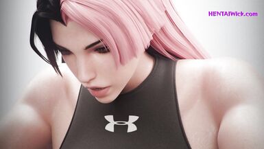 Busty Milf Hard Fuck with Shemale Girl in the GYM - 3D FUTA Anime HQ - 1 image