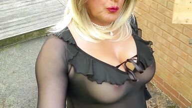 Sexy Crossdresser kellycd2022 in black sexy nightie and seamless pantyhose - 4 image