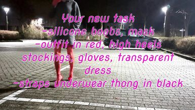 Lady in red gets cum and piss - 1 image