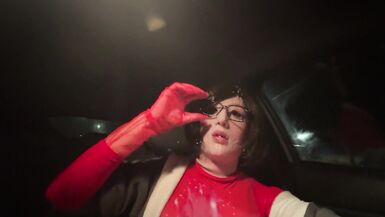 Lady in red gets cum and piss - 13 image