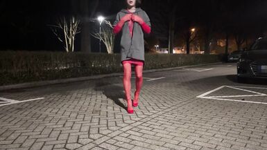 Lady in red gets cum and piss - 7 image