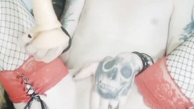 Sissy playing with dildo