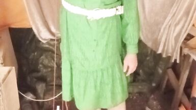 Green housewife with rubber head