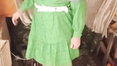 Green housewife with rubber head