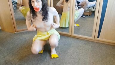 Duck typing being: Pain Whore Alina got beaten, slapped, whipped, throat fucked, was made act like duck for bdsm, face covered w - 9 image