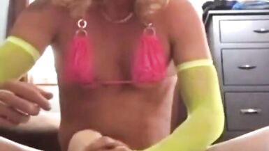 Early Video Crossdressing and Riding Huge Dildos - 10 image
