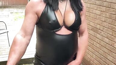 Sexy Crossdresser kellycd2022 emo style in black pvc fishnets pantyhose and boots - 7 image