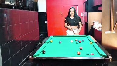 Between balls in the pool with the hot trans sticking her ass in my dick