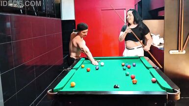 Between balls in the pool with the hot trans sticking her ass in my dick