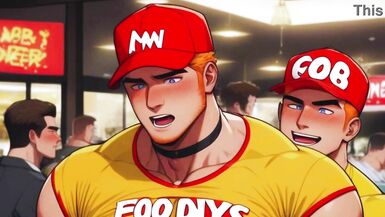 Hot Gay Sex with Waiters in Public During Dinner. Hard Cock in the Ass and Cum on the Customers' Food. free video - 3 image