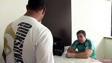 Slutty Tgirl Melyna Merli Gets Double Fucked and Cum Filled